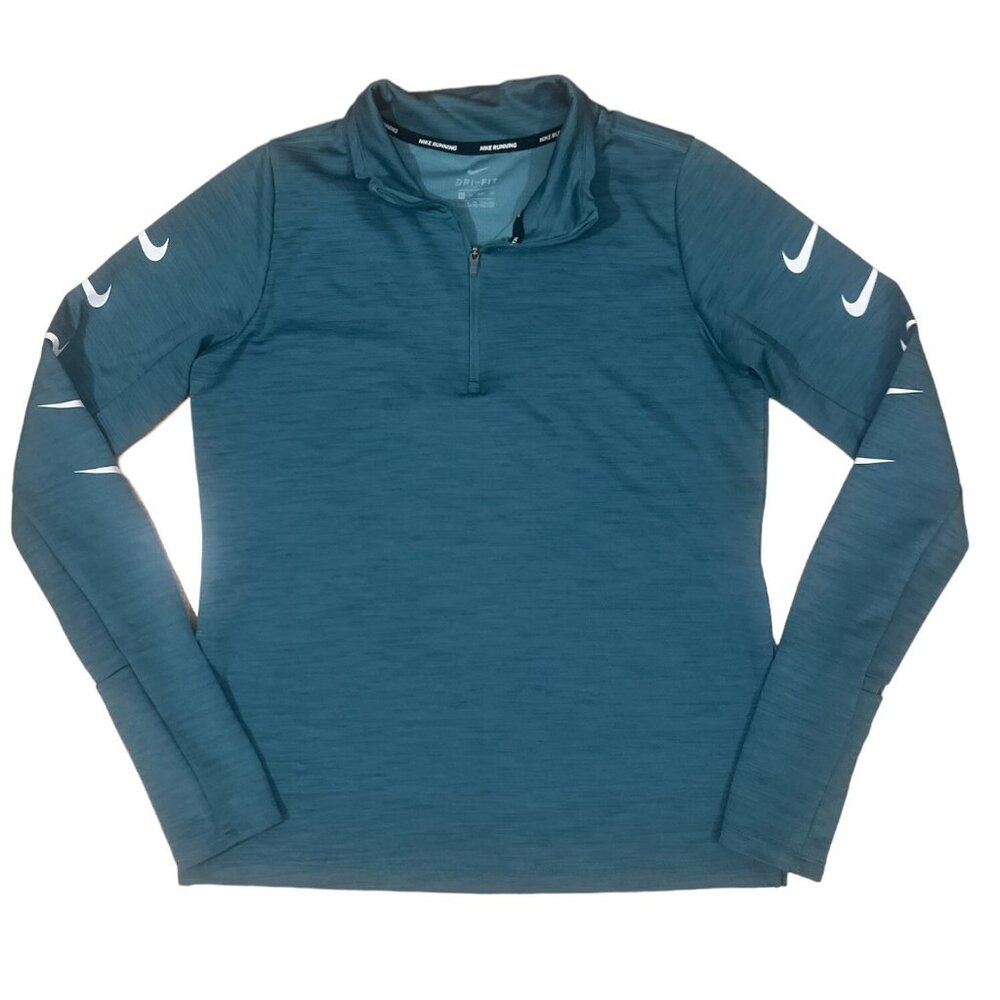 Nike Dri-Fit Running Shirt, 1/4 Zip Women’s XS,‎ Teal Long Sleeve Thumb holes